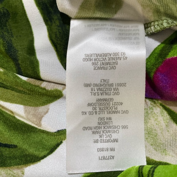 Women Tropical Dress MP Medium Petite Sleeveless Layered Green Flowers Dress - Picture 16 of 16